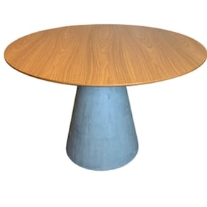 Mesa De Jantar Cone Cimento Rústico 150 Cm Tampo Freijó Marrom