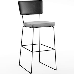 Banqueta Alta Cozinha Allana L02 Preto Linho Cinza