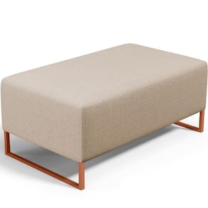 Puff Decorativo Sala De Estar Cléo 90cm Base De Ferro Cobre W01 Linho Bege Escuro- Lyam Decor