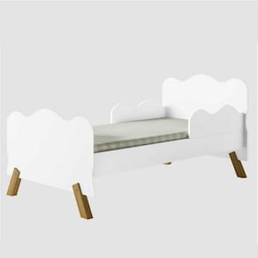 Cama Infantil Nuvem Branca Com Proteção Lateral E Colchão