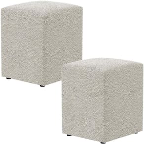 Kit 02 Puffs Quadrado Decorativo L02 Bouclê Creme