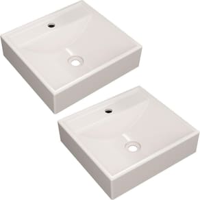 Kit 02 Cubas De Apoio Quadrada Banheiro Lavabo C01 Q39W Bege