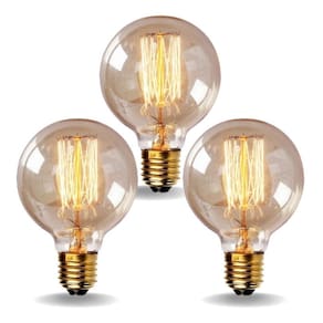 3 lâmpada filamento carbono g80 vintage retro 40w 110v