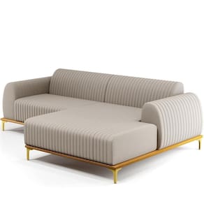 Sofá 3 Lugares Com Chaise De Estar Molino 245cm Bege C-107