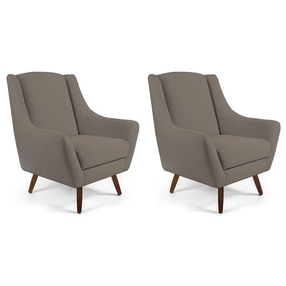 Kit 02 Poltronas Juliet D02 Veludo Bege Escuro C-68