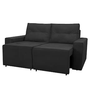 Sofá Retrátil Polo 1,80m Confortavel Para Sala Suede Herrero Cor:preto