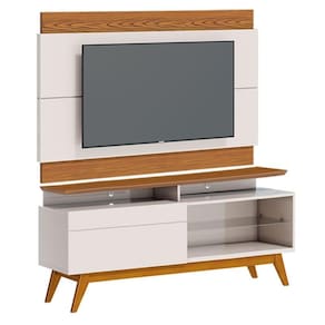 Rack Bancada 1 Gaveta com Nicho e Painel para Tv Classic 1.4 Off White Freijó - Imcal