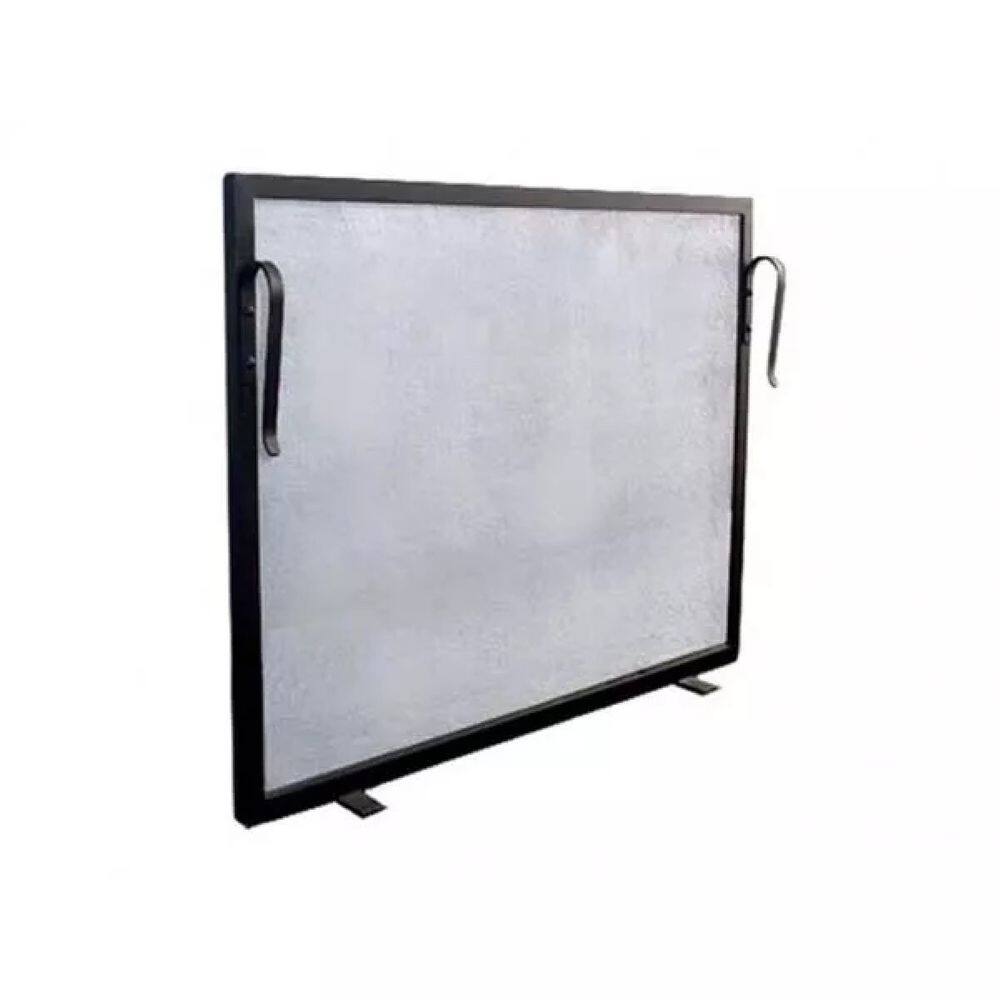 Kit Lareira Tela 80x60, Grelha E Acessorios Argola Preto Chales e Lareiras