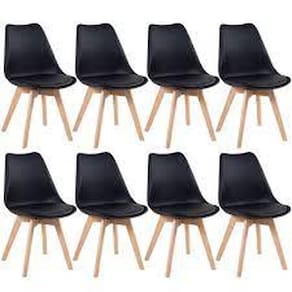 Kit Com 8 Cadeiras Leda Preta - Charles Eames Com Almofada