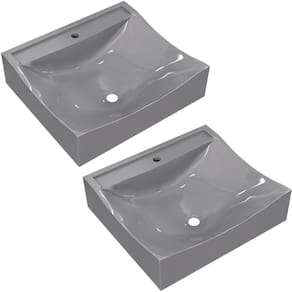 Kit 02 Cubas De Apoio Banheiro Lavabo C01 Q440 Cinza