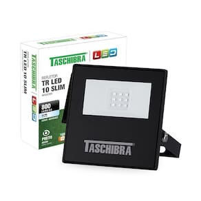 Refletor Taschibra Led Tr Slim 10W Luz Branco Fria 6500K Preto Bivolt