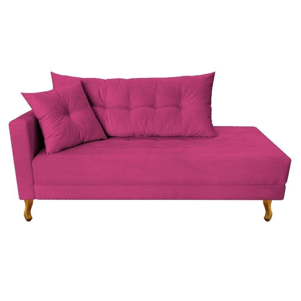 Recamier Azura 160cm Com Almofada Lado Direito Suede Cor Pink