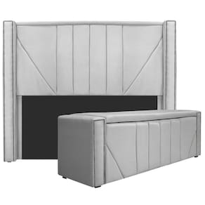 Kit Cabeceira E Calçadeira Baú Solteiro 90cm Suede Branco