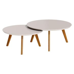 Kit Mesa de Centro Classic Redonda Off White - Imcal