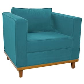 Poltrona Decorativa Europa Suede Azul Turquesa
