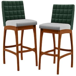 Kit 02 Banquetas Altas Cozinha B04 Verde Musgo Cinza
