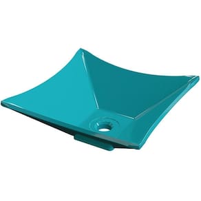 Cuba De Apoio Para Banheiro Quadrada C01 Lux Azul Turquesa
