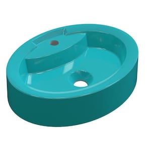 Cuba De Apoio Oval C01 Para Banheiro Onix O43 Azul Turquesa