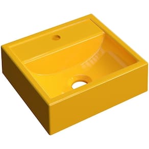 Cuba De Apoio Quadrada C01 Para Banheiro Q32W Amarelo