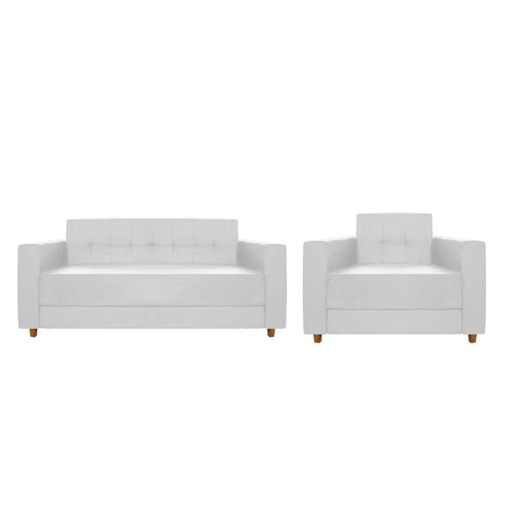 Kit Sofá 2 Lugares E Poltrona Denver Suede-Adj Decor Branco