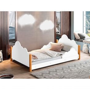 Cama Infantil Com Grade Cristal Branco Com Colchão
