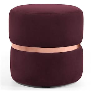 Puff Com Cinto Rosê Round B-278 Veludo Marsala