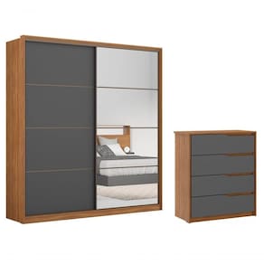Conjunto Guarda Roupa Belga Com Espelho E Comoda Atria Amend