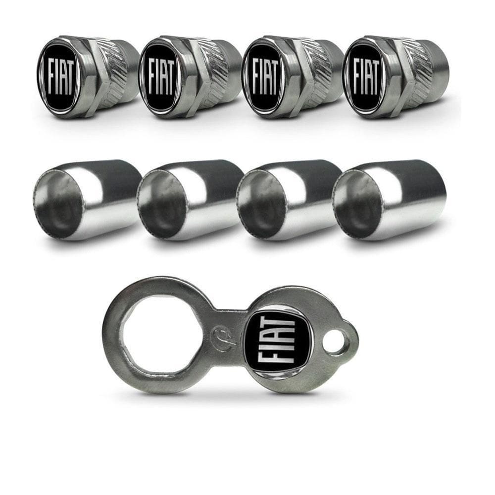 Tampa bico valvula pneu roda metal inox antifurto fiat black