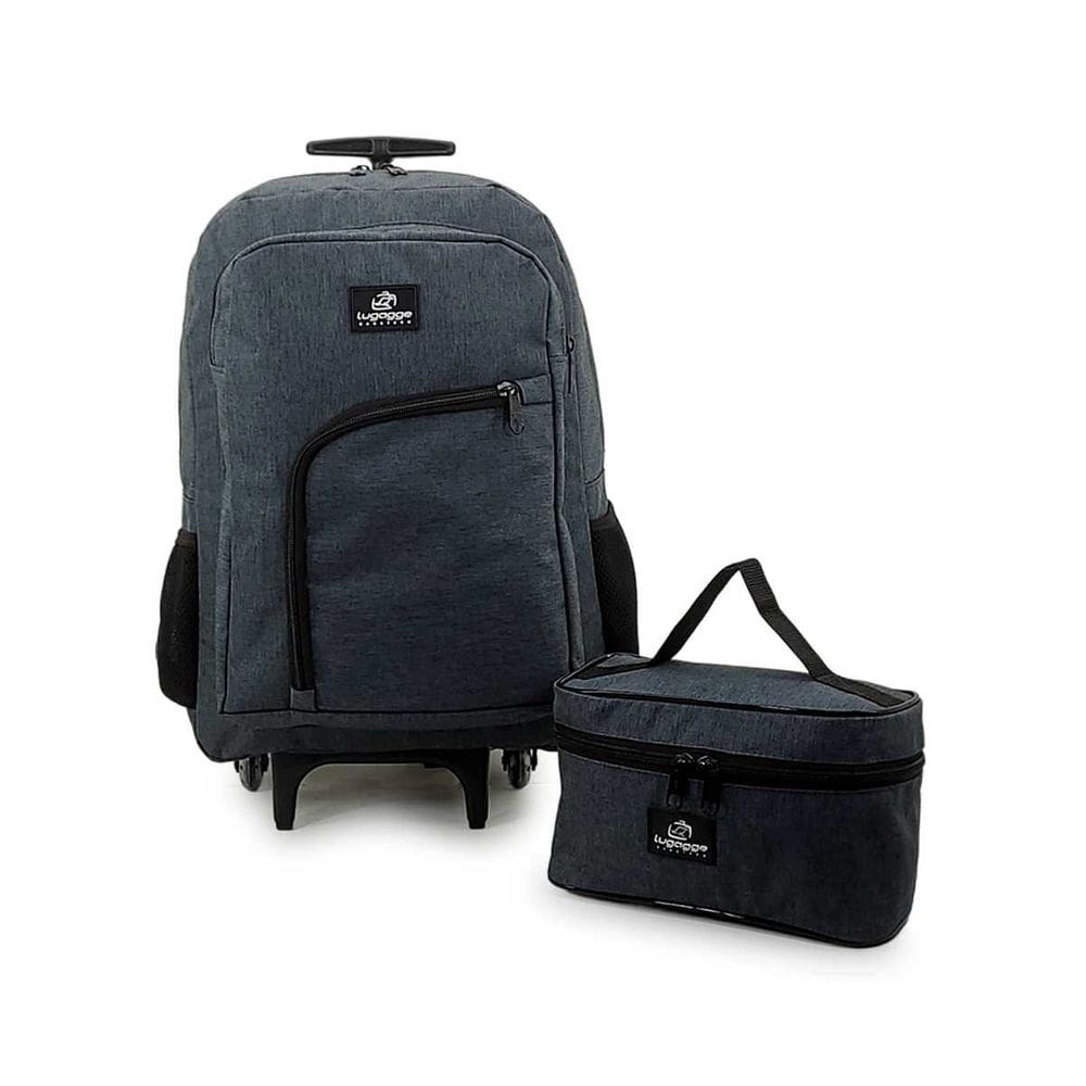 Kit mochila notebook 15,6 executiva rodinha com frasqueira