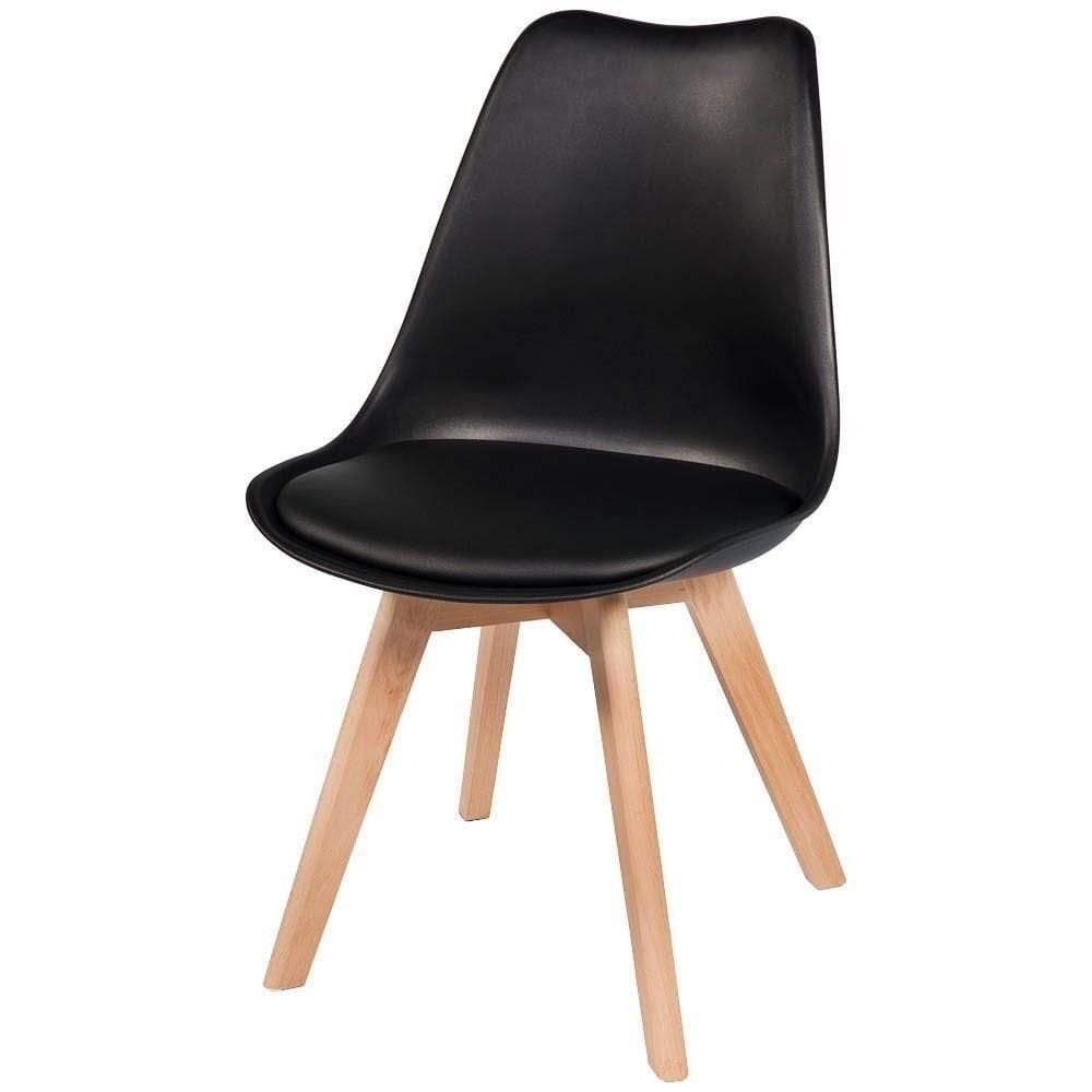 Cadeira Leda Charles Eames, Saarinen Wood Com Almofada Preta