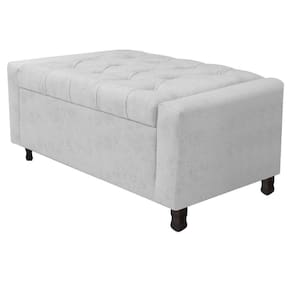 Calçadeira Baú Solteiro Everest P02 90cm Para Cama Box Corano - Doce Sonho Móveis Branco