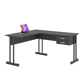 Escrivaninha Para Computador L Com 2 Gavetas Range Preto Onix