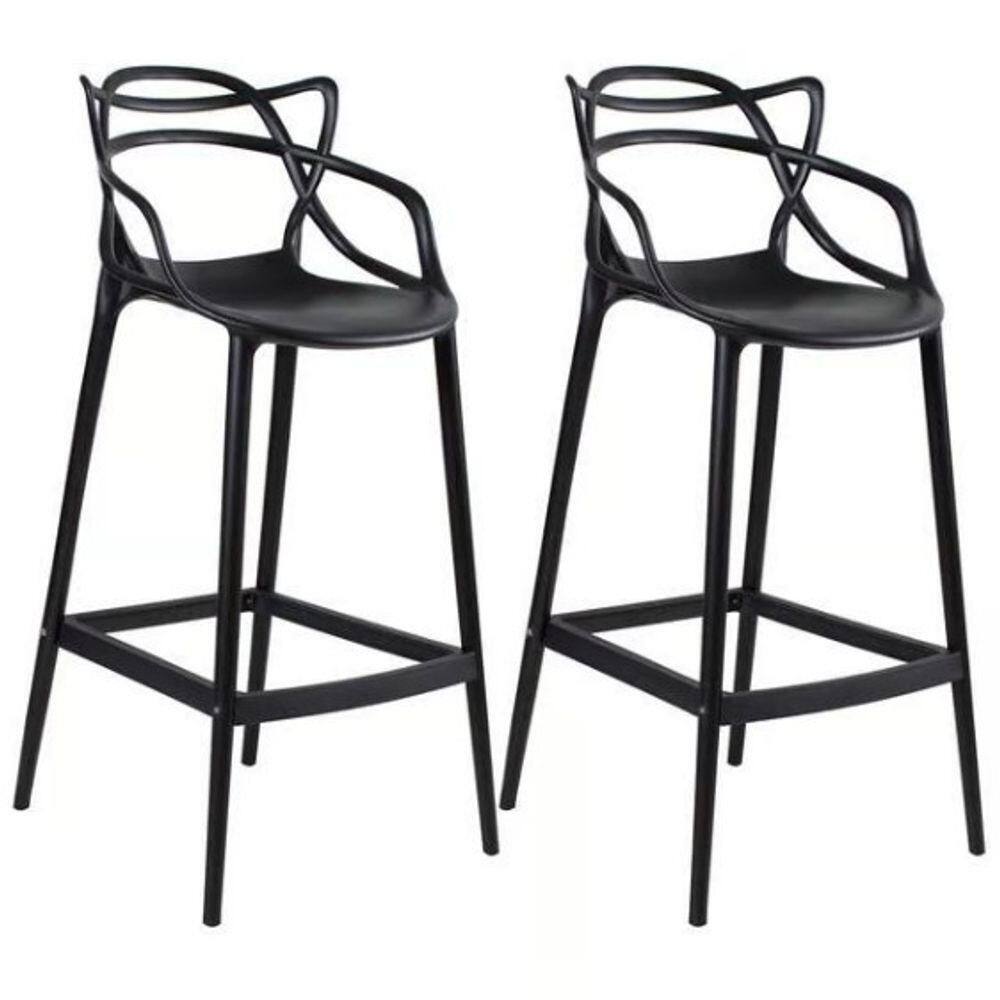 Conjunto 2 Banqueta Allegra Alta Master Preta Polipropileno