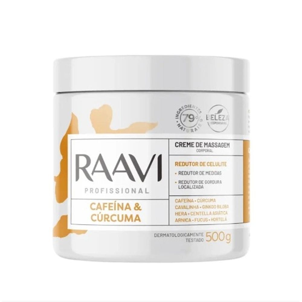 Creme Para Massagem Cafeina & Cúrcuma Raavi 500G
