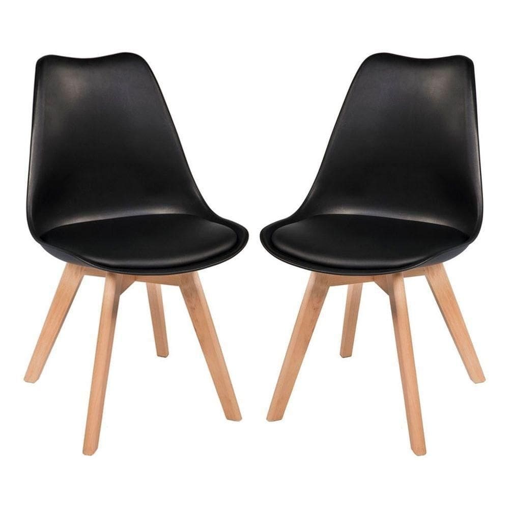 Kit Com 2 Cadeiras Leda Preta - Charles Eames Com Almofada