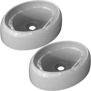 Kit 02 Cubas De Apoio Banheiro Lavabo C01 O39 Cinza