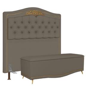 Cabeceira Casal 140Cm Com Calçadeira Baú J02 Areia