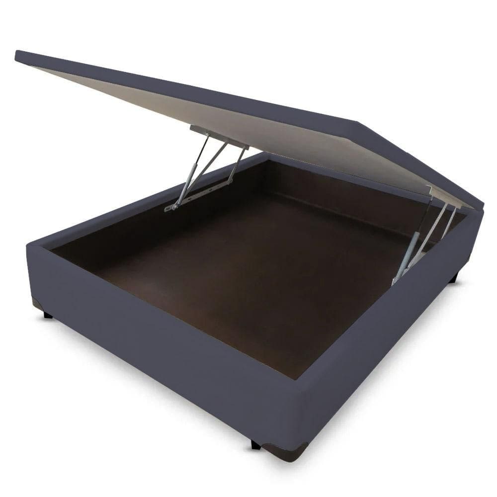 Cama Box Baú Casal Camurça Grafite 138x188