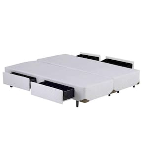 Cama Box KING Branco Bipartido 4 Gavetas - 193x203