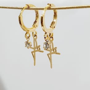 Brinco Argolinha Fé Com Ponto Luz Folheado A Ouro 18 K