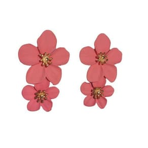 Brincos flores rosa com dourado presente para namorada