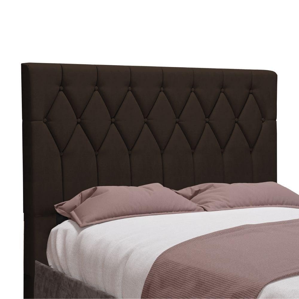 Cabeceira Estofada Para Cama Box Casal Miami De 1,40m Suede Dobuê Marrom