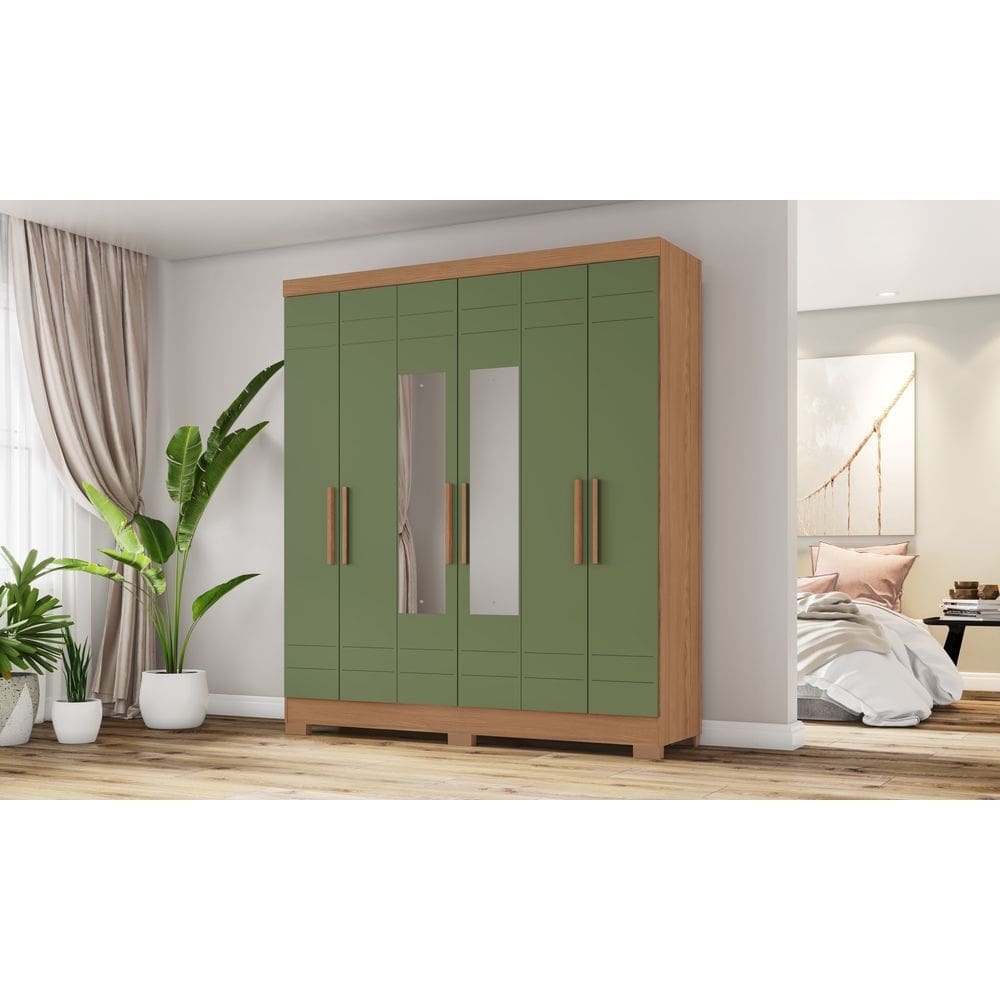 G. Roupa 6 Pts. C/ Espelho Nature/Verde B369 - Briz