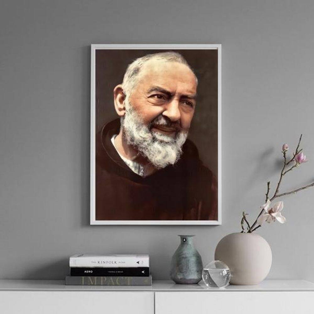 Quadro Fotografia Padre Pio 33X24Cm - Com Vidro
