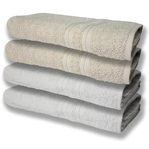 4 Toalhas Super Felpudas Grande E Grossa Algodão 80x150 Branco+bege
