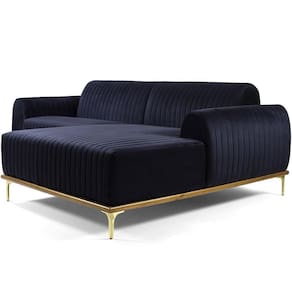 Sofá 3 Lugares Com Chaise Molino 230 Cm Azul Marinho C-287