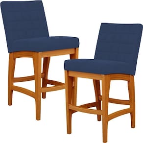 Kit 02 Banqueta Baixa Cozinha Bancada L02 Azul Marinho