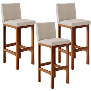 Kit 03 Banquetas Altas Alya Linho Bege