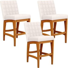 Kit 03 Banquetas Baixa Para Cozinha Fixa Mila L02 Cru