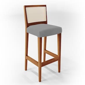 Banqueta Alta Cozinha Branco Zion L02 Cinza